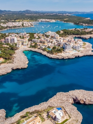 Porto,Colom,Aerial,View,,Felanitx,,Mallorca,,Balearic,Islands,,Spain